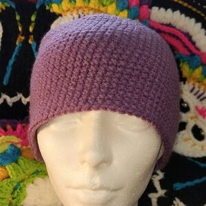 Handmade Crochet Purple Ponytail  Beanie Hat